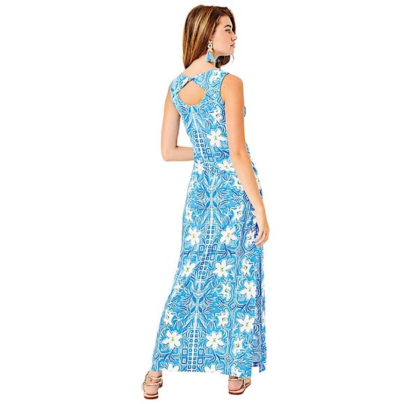 Lilly Pulitzer Noelle Maxi Dress in Lunar Blue/My Flutter Half NWT - Size Small - Picture 5 of 9